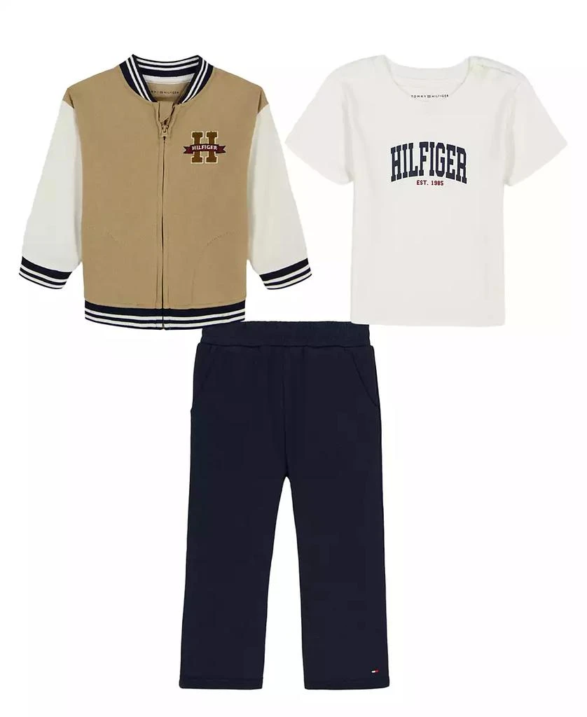 Tommy Hilfiger Boys Toddler 2T-4T Crewneck T-Shirt, Jacket and Pants, 3-Piece Set 1