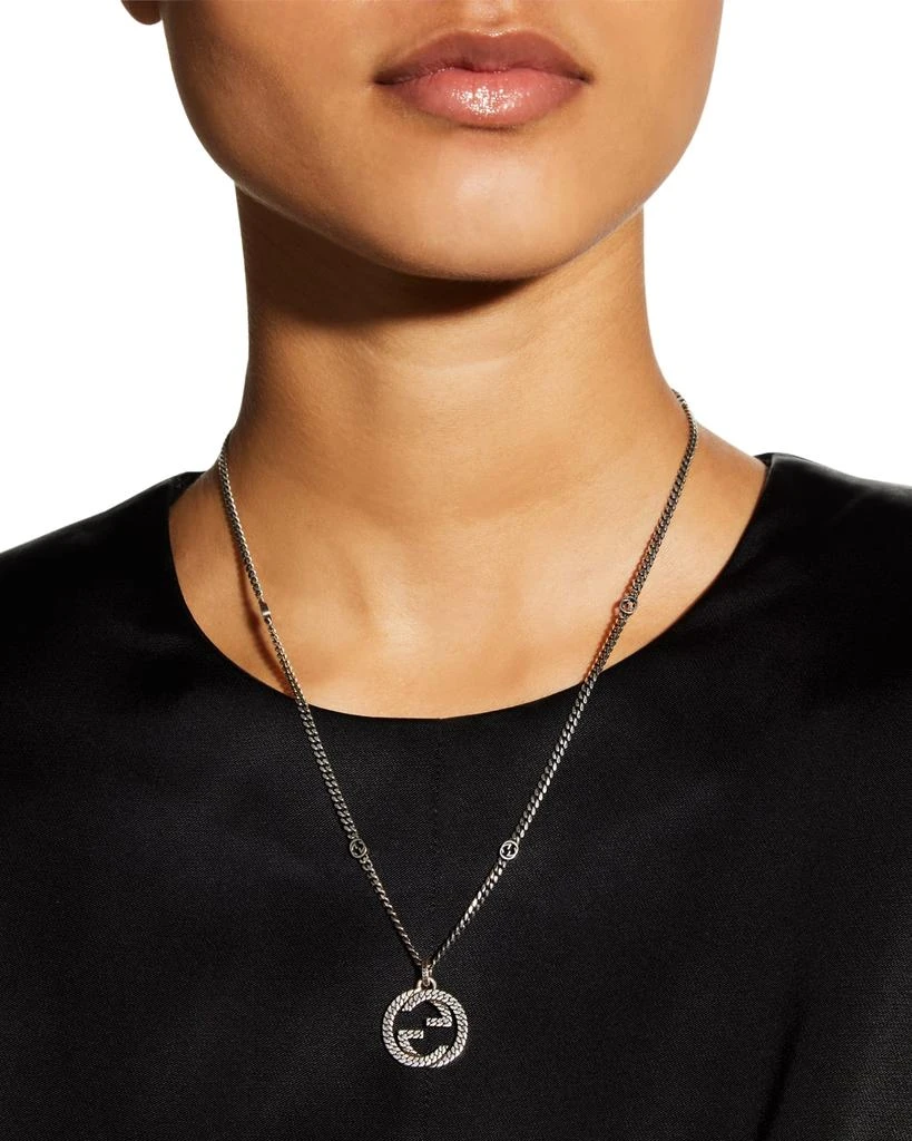 Gucci Men's Interlocking G Sterling Silver Pendant Chain Necklace 2