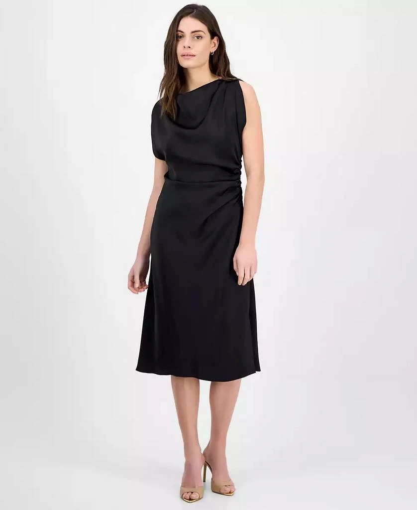 julia jordan Women's Sleeveless Ruched-Side Cowl-Neck Dress 1