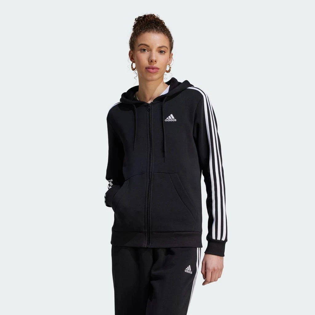 adidas Women's  Essentials 3-Stripes Full-Zip Fleece Hoodie 2