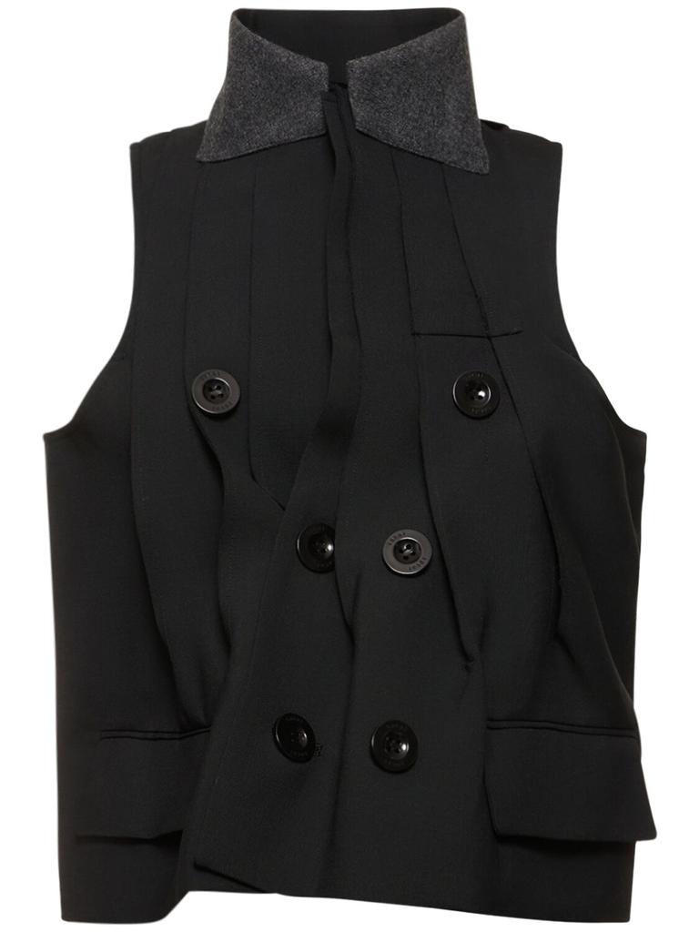 SACAI Pleated Double Breast Tailored Vest