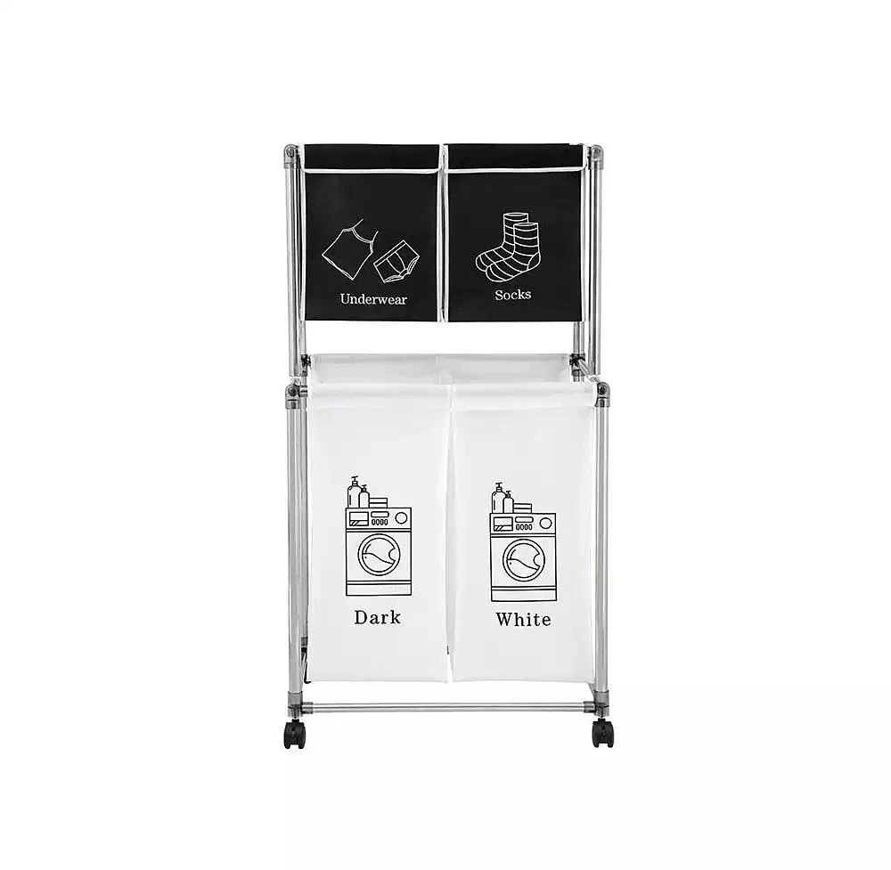 Streamdale Furniture 2-Tier Laundry Basket with 4 Removable Bags, Easy Move 6