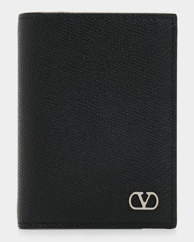 Valentino Men
s Vlogo Signature Grainy Calfskin Card Holder