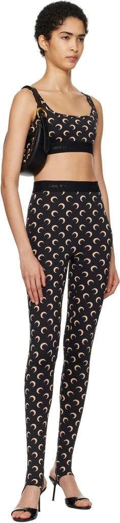MARINE SERRE Black Recycled Jersey Moon Stirrup Leggings 4