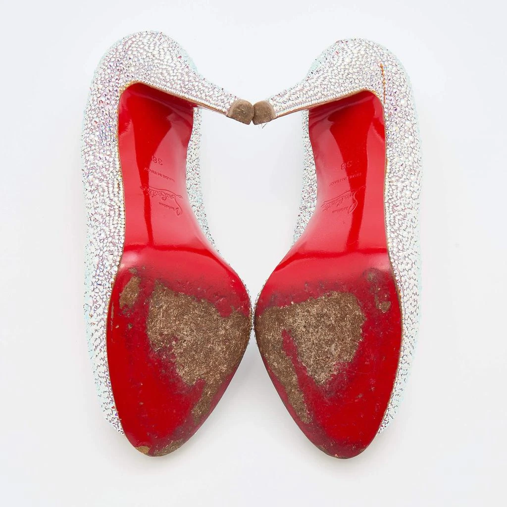 Christian Louboutin Christian Louboutin Pink Suede Crystal Embellished New Riche Peep Toe Pumps Size 38 6