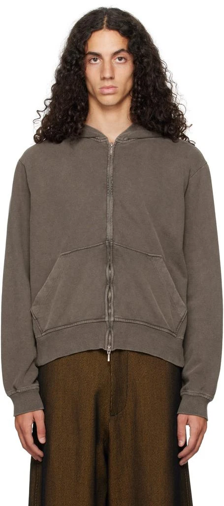 Omar Afridi Brown Shabby Full Zipped Hoodie 1