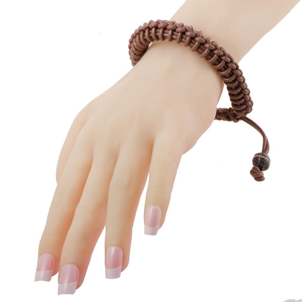 Stephen Webster No Regrets Silver Tipped Woven Leather Brown Bracelet
