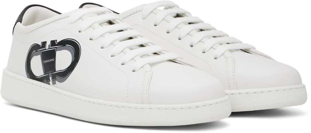 Salvatore Ferragamo White Double Gancini Sneakers 4