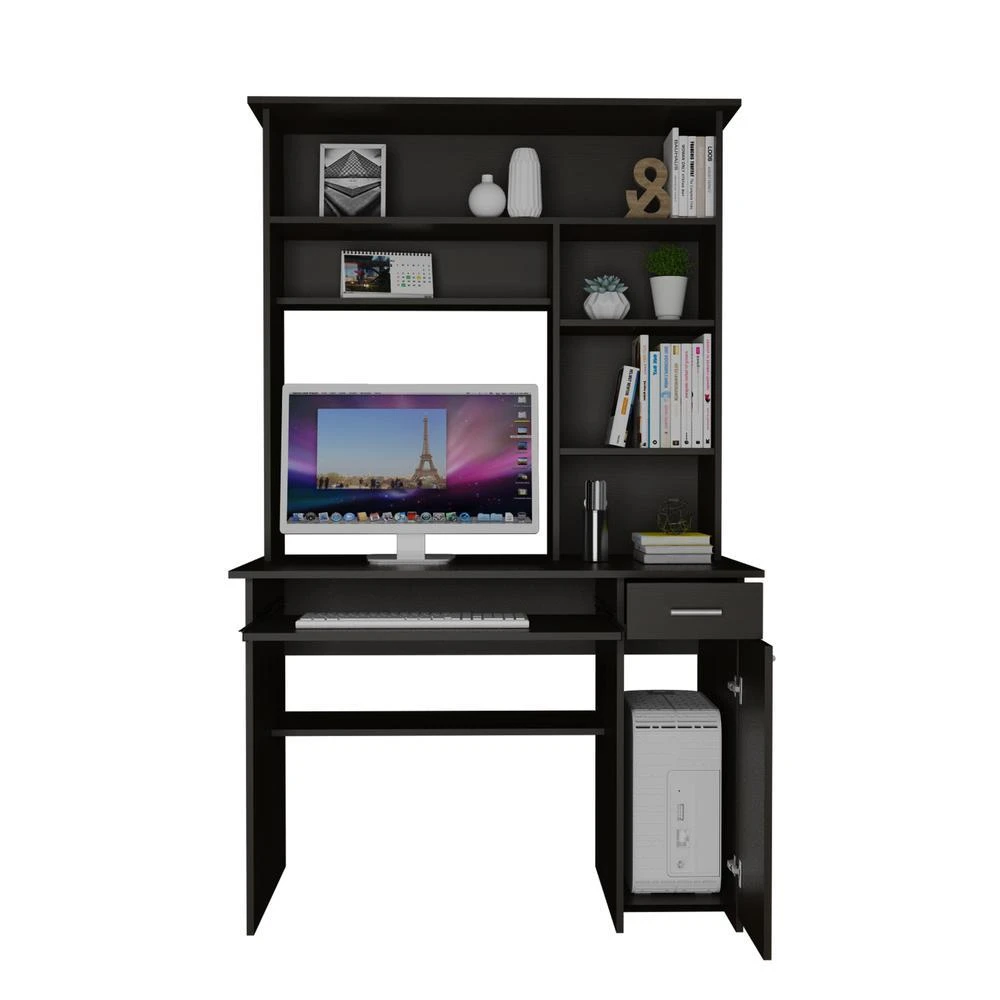 Depot E-Shop Xalo 180 Compu Hutch Desk In Black 4