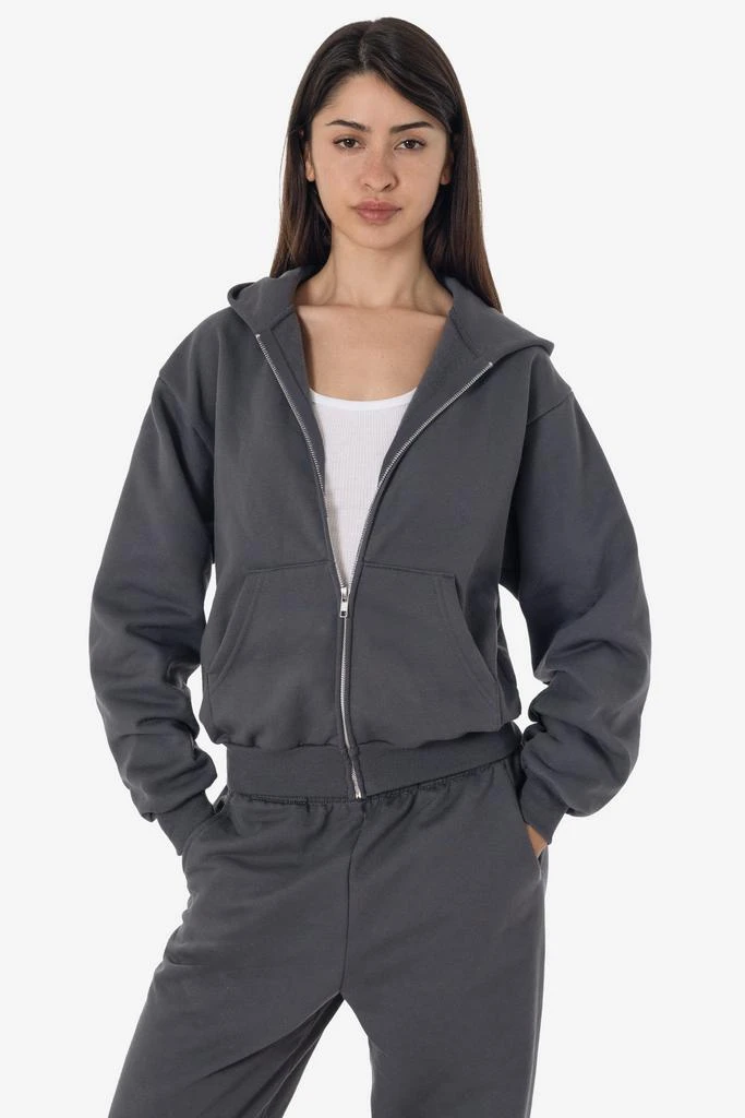 Los Angeles Apparel MWF10 - 10 oz. Mid-weight Poly Cotton Fleece Waist Length Zip-Up Hoodie 14