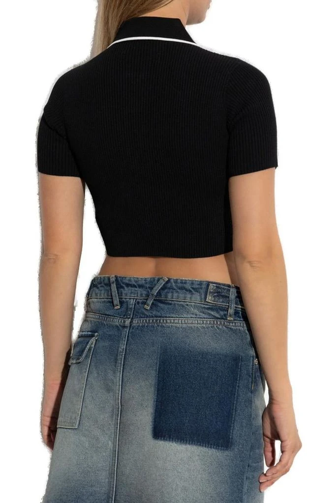 AMIRI Amiri Ma Ribbed-Knit Cropped Polo Top 3