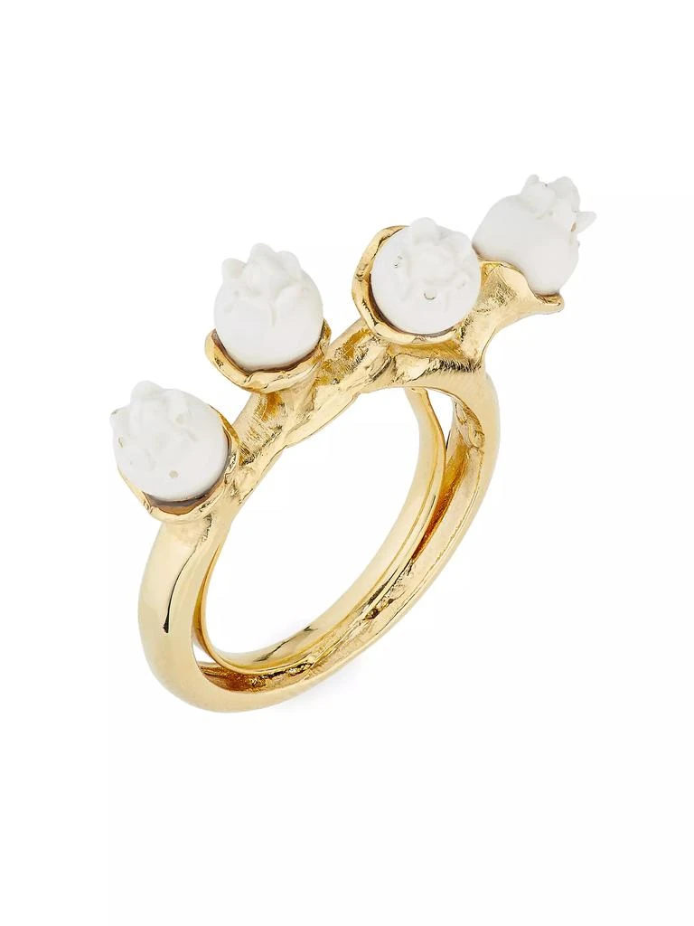 Oscar de la Renta Lily Of The Valley Goldtone & Resin Ring 1