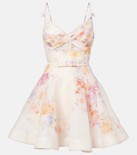 Shop Crush Twist floral linen and silk minidress on Sale at