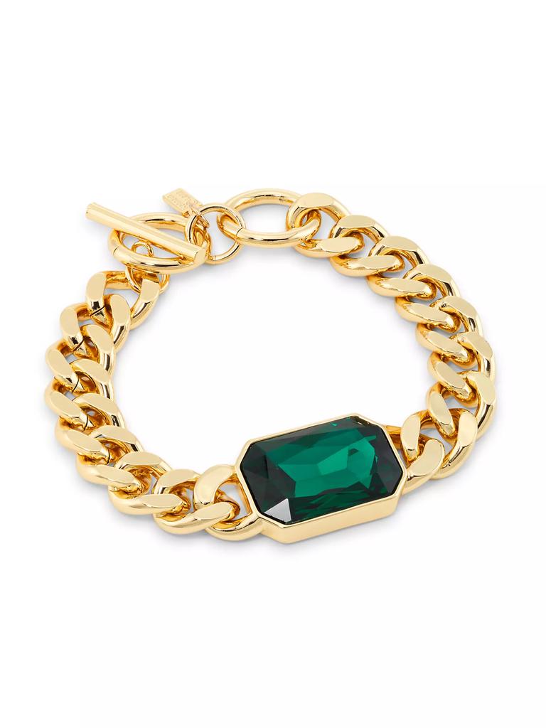 Kenneth Jay Lane 14K Gold-Plated & Faux Emerald Toggle Bracelet