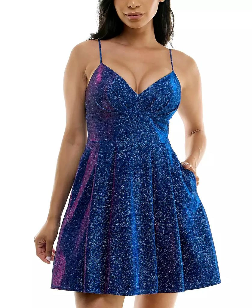 B Darlin Juniors' Glitter-Knit Skater Party Dress 6