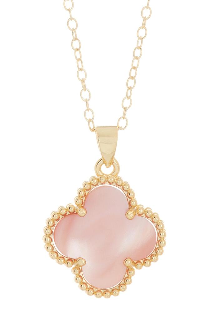 Adornia Adornia Pink Quatrefoil Necklace gold
