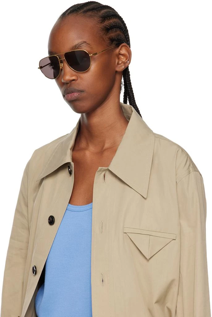 Bottega Veneta Gold Split Pilot Metal Sunglasses 4