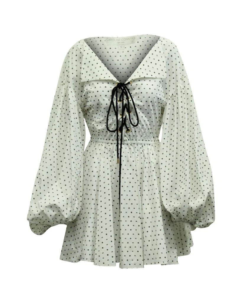 CAROLINE CONSTAS Olympia Printed Mini Dress in White Cotton 1