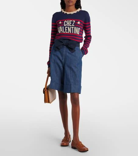 Valentino Bow-detail chambray Bermuda shorts 2