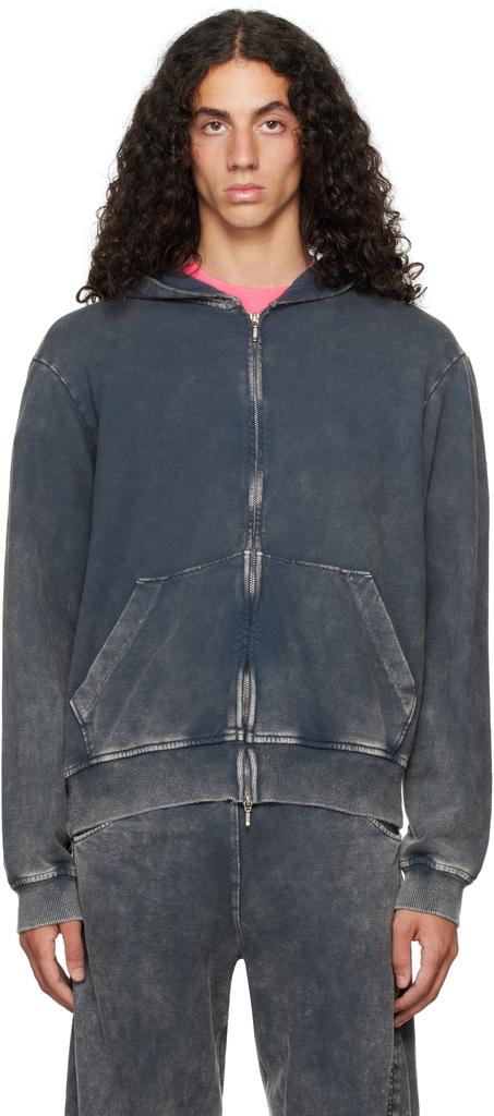Omar Afridi Gray Shabby Full Zipped Hoodie