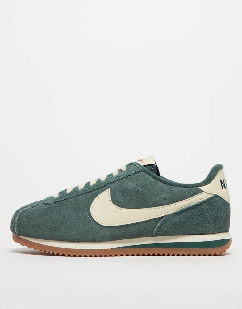 NIKE Nike Cortez suede trainers in dark green and cream 1