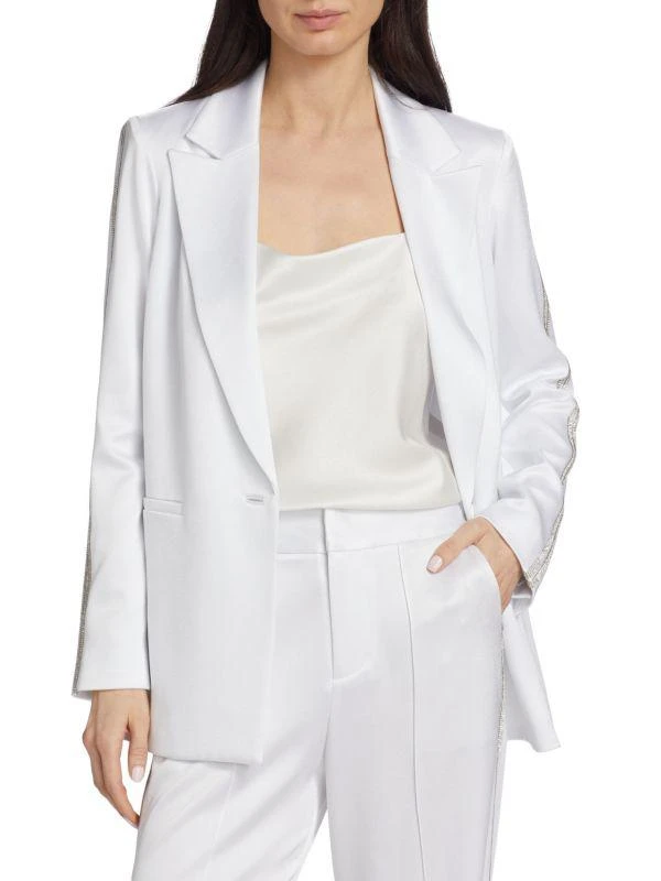 Alice + Olivia Denny Embellished Twill Single Button Blazer 1