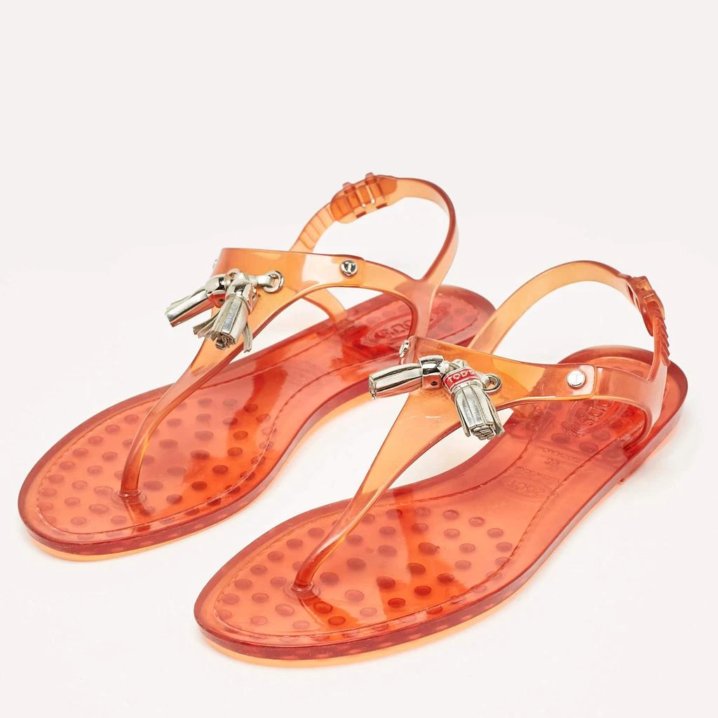 Tod's Tod's Orange Jelly Tassel Thong Slingback Flat Sandals Size 39 2