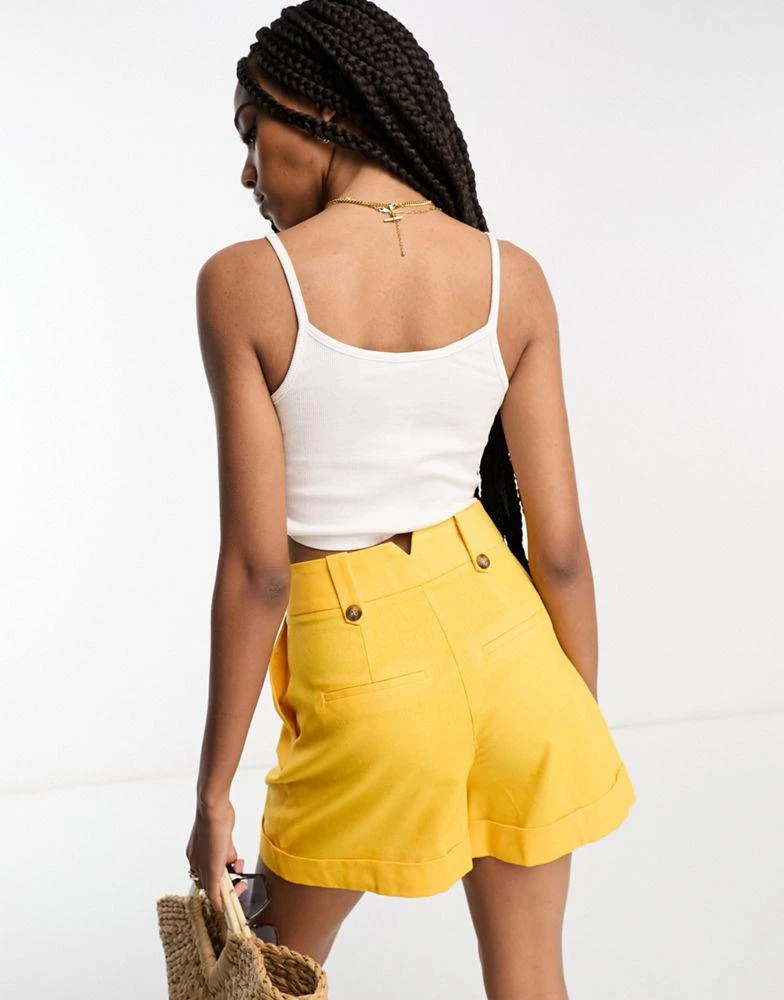 ASOS ASOS DESIGN Tall mom short with waist tabs with linen in citrus 3