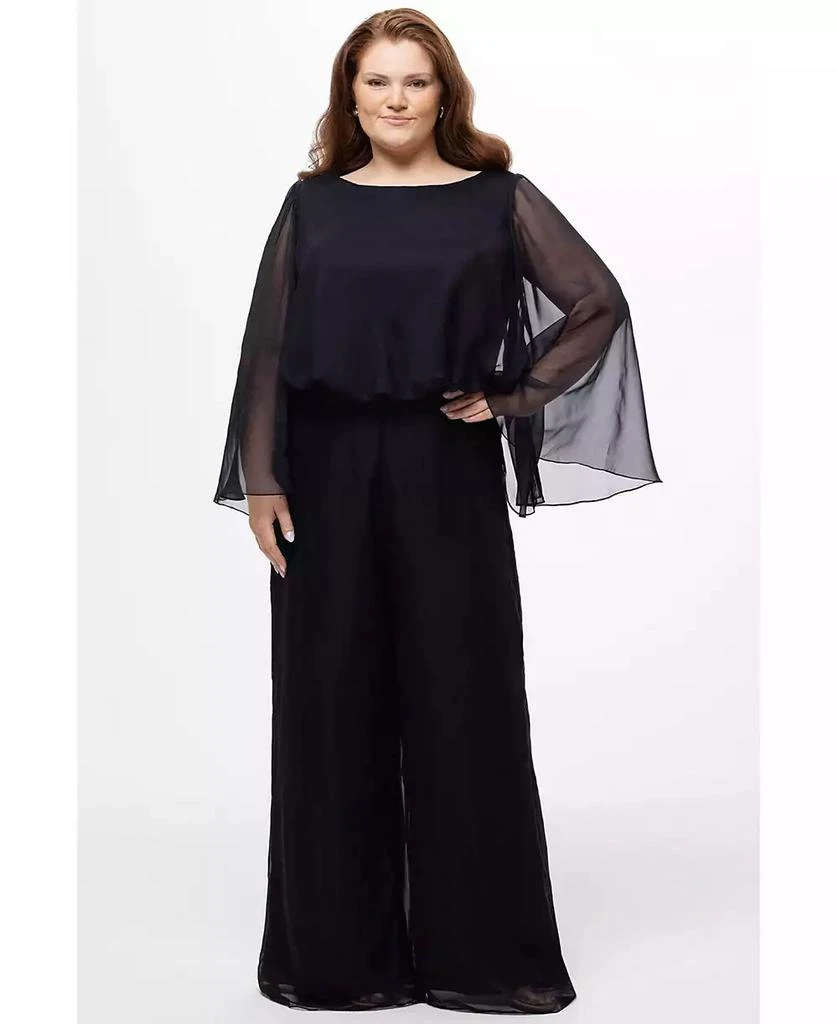 Celebrations by Sydney's Closet Women's Scoop Neck Wide Leg Jumpsuit with Sleeves 1