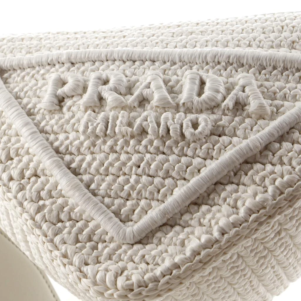 Prada Triangle Logo Zip Crossbody Bag Crochet Raffia Small 6