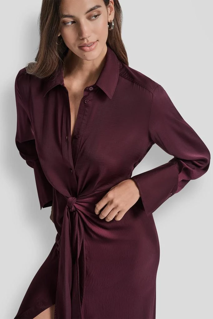 DKNY LONG SLEEVE BUTTON FRONT SHIRT DRESS WITH TIE WAIST - Shirts - Free  Shipping - BeyondStyle