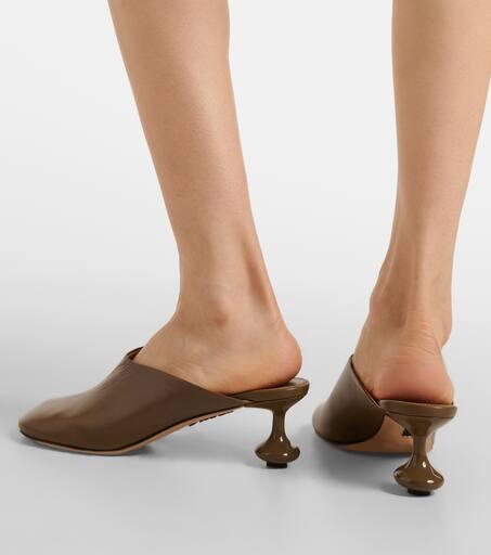 25SS new/LOEWE トイパンタ45レザーミュール Mule Brown Loewe Toy leather mules - Slippers - Free Shipping - BeyondStyle