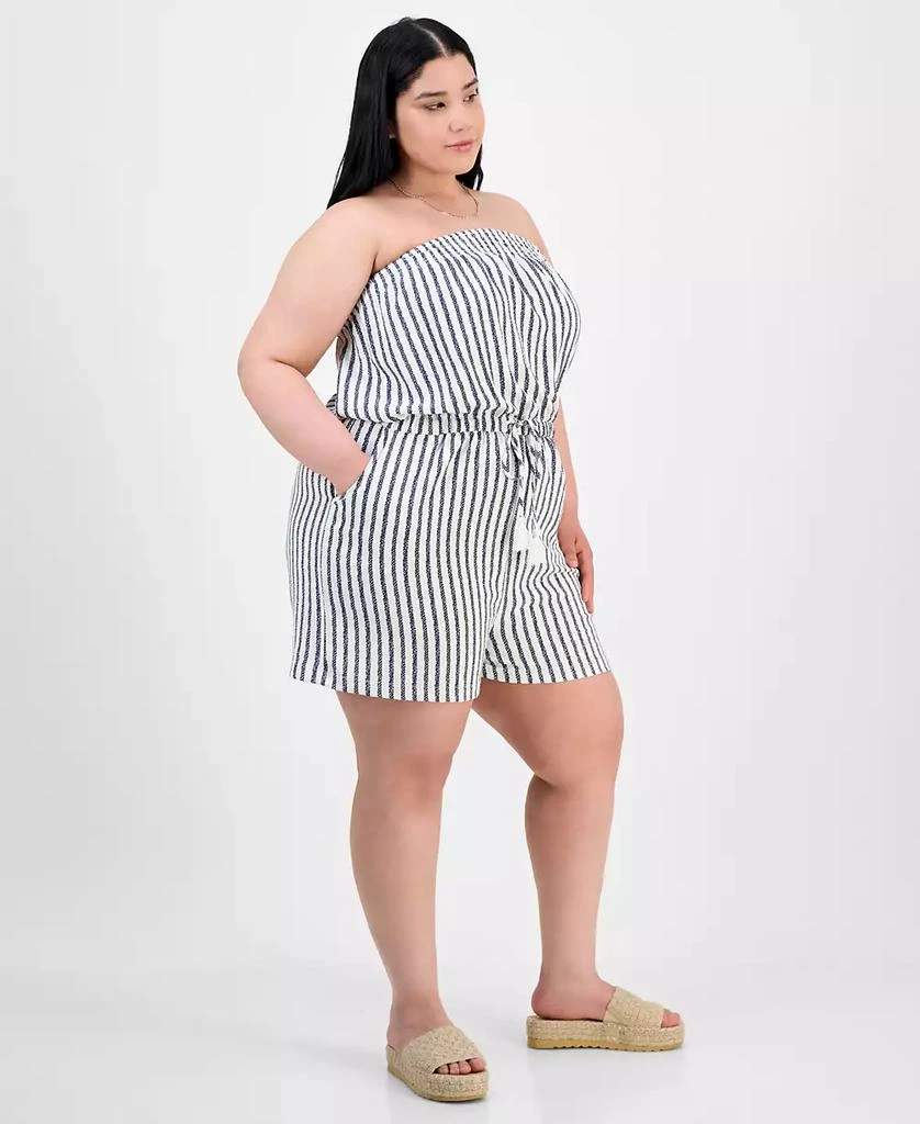 Derek Heart Trendy Plus Size Striped Strapless Romper 2