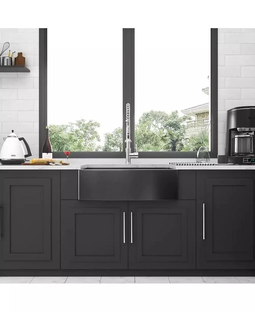 Flynama 30x21x10inch Gunmetal Black Farmhouse Kitchen Sink Stainless Steel Apron Front 16 Gauge 7