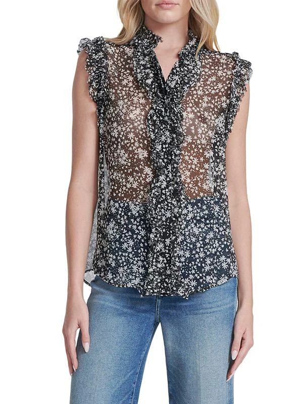 7 For All Mankind Ruffled Cotton Sleeveless Blouse 1