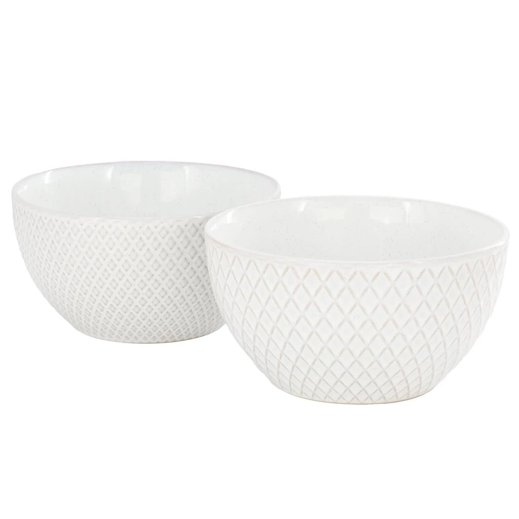 Gibson Elite Earlhart 2 Piece 6 Inch Ribbed Stoneware Cereal Bowl Set in White