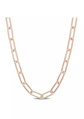 Belk & Co. Co. 5Mm Polished Paperclip Chain Necklace In 18K Rose Gold Plated Sterling Silver 18 1