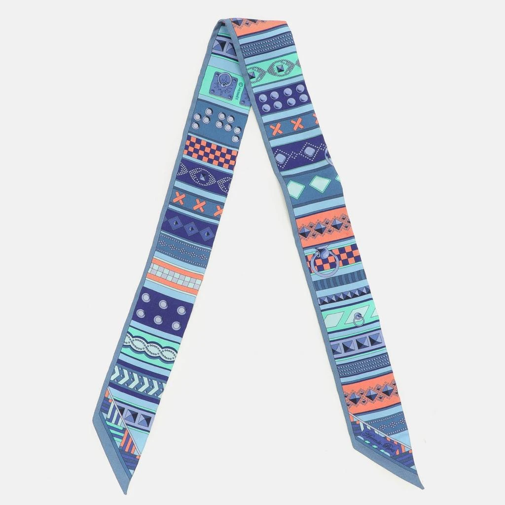 Hermes Hermès Blue Collier De Chiens Silk Twilly 1
