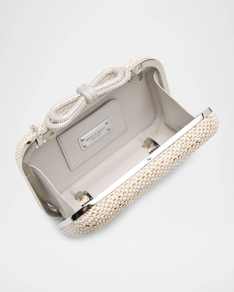 Mach 
Mach Double Crystal Bow Woven Raffia Clutch Bag 4
