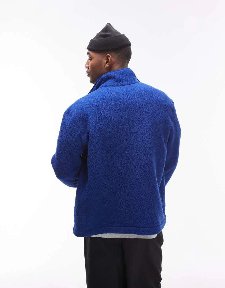 ARKET ARKET fleece pile jacket with zip front pocket  in bright blue 4