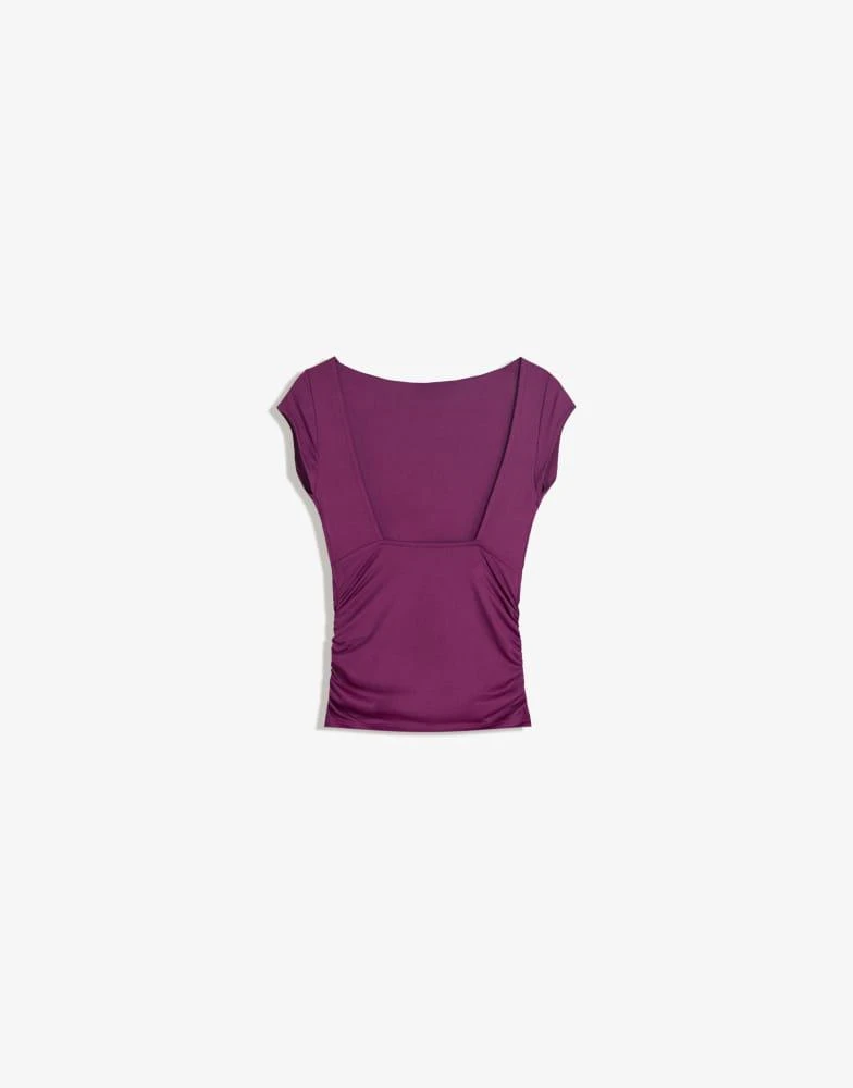 Bershka Bershka Short sleeve polyamide t-shirt in burgundy 4