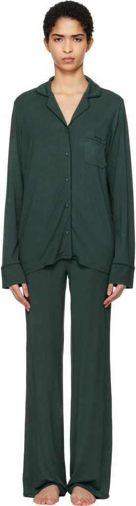 SKIMS Green SKIMS Sleep Long Sleeve Button Up Pyjama Set 1