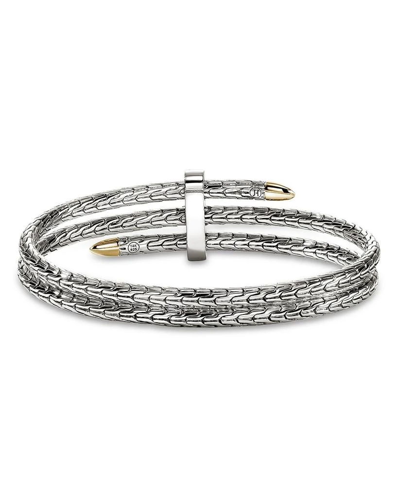 John Hardy Sterling Silver & 14K Yellow Gold Diamond Spear Triple Flex Cuff Bracelet 6