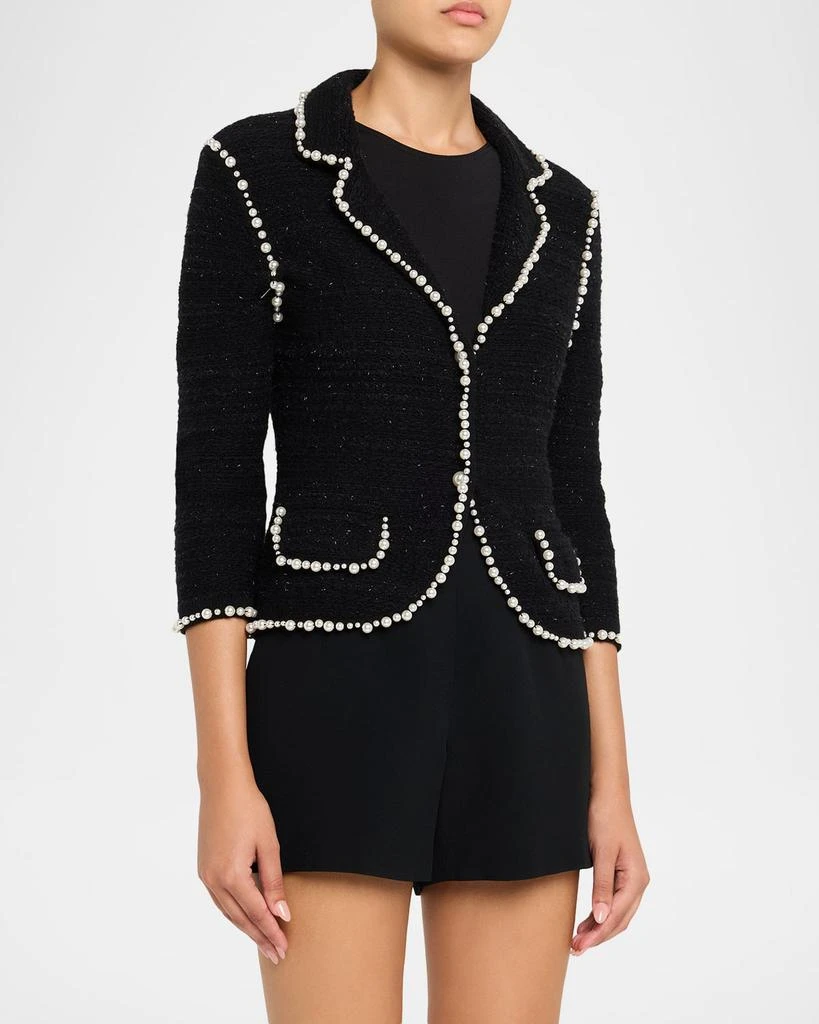 Teri Jon Bead-Trim Metallic Tweed Blazer 4
