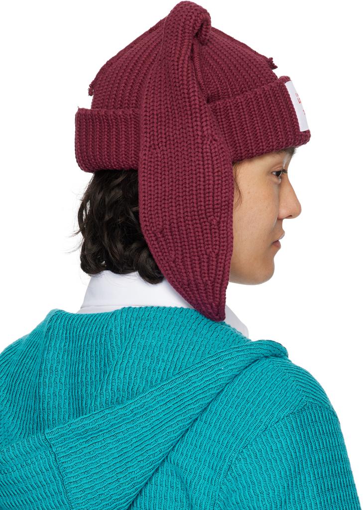 Charles Jeffrey Loverboy Burgundy Chunky Rabbit Beanie - Hats