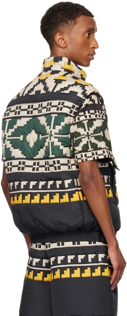 Sacai Black & Green Knit Pattern Quilted Vest 3