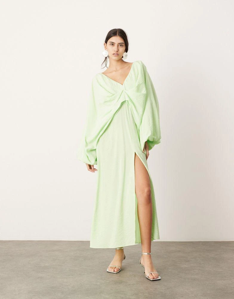 ASOS ASOS EDITION v neck drapey maxi dress in green 1