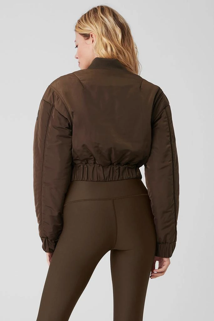 Alo Cropped Break Line Bomber Jacket - Espresso 2