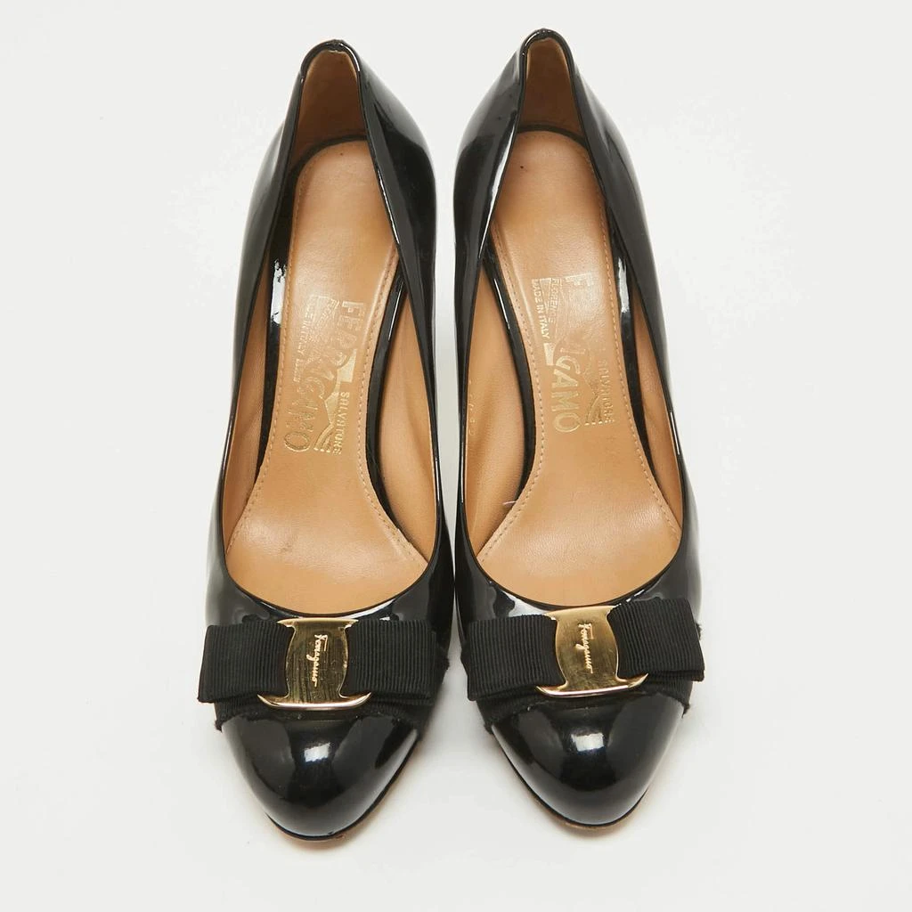 Salvatore Ferragamo Salvatore Ferragamo Black Patent Leather Vara Bow Pumps Size 37 3