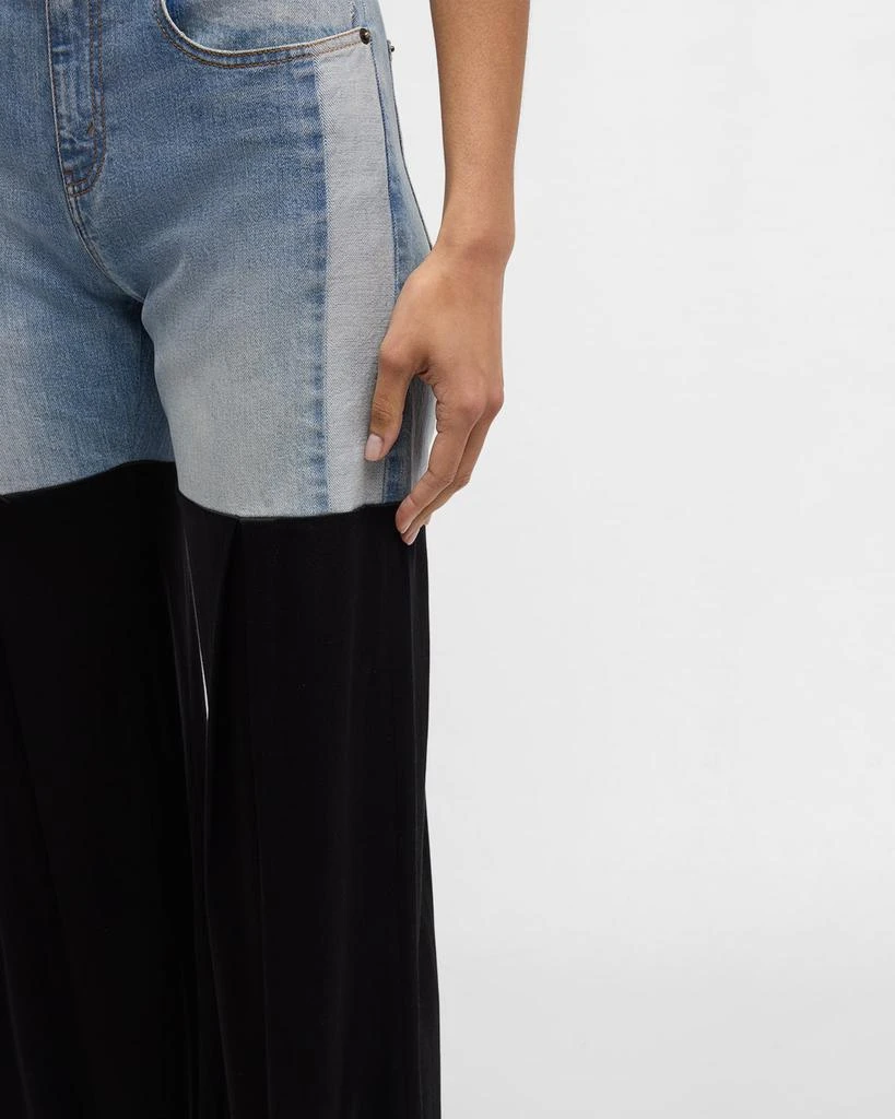 Hellessy Neville Mixed-Media Wide-Leg Jeans 5